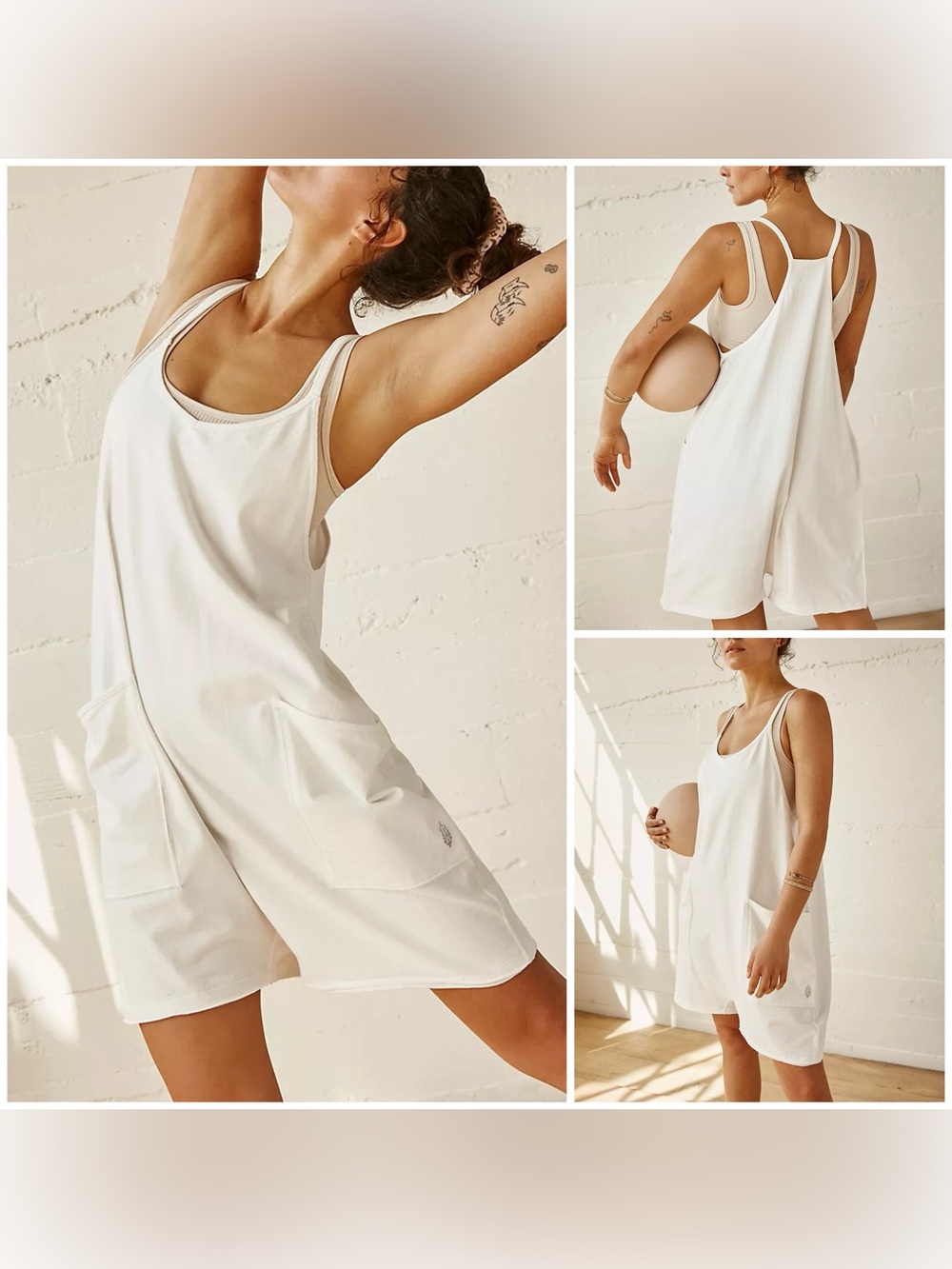 NWOT Free People FP Movement Hot Shot Romper - white - XS